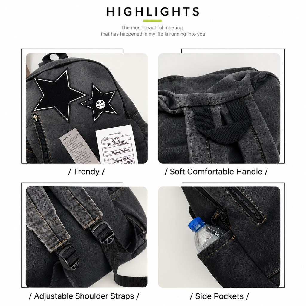 Y2K Rebel Denim Backpack