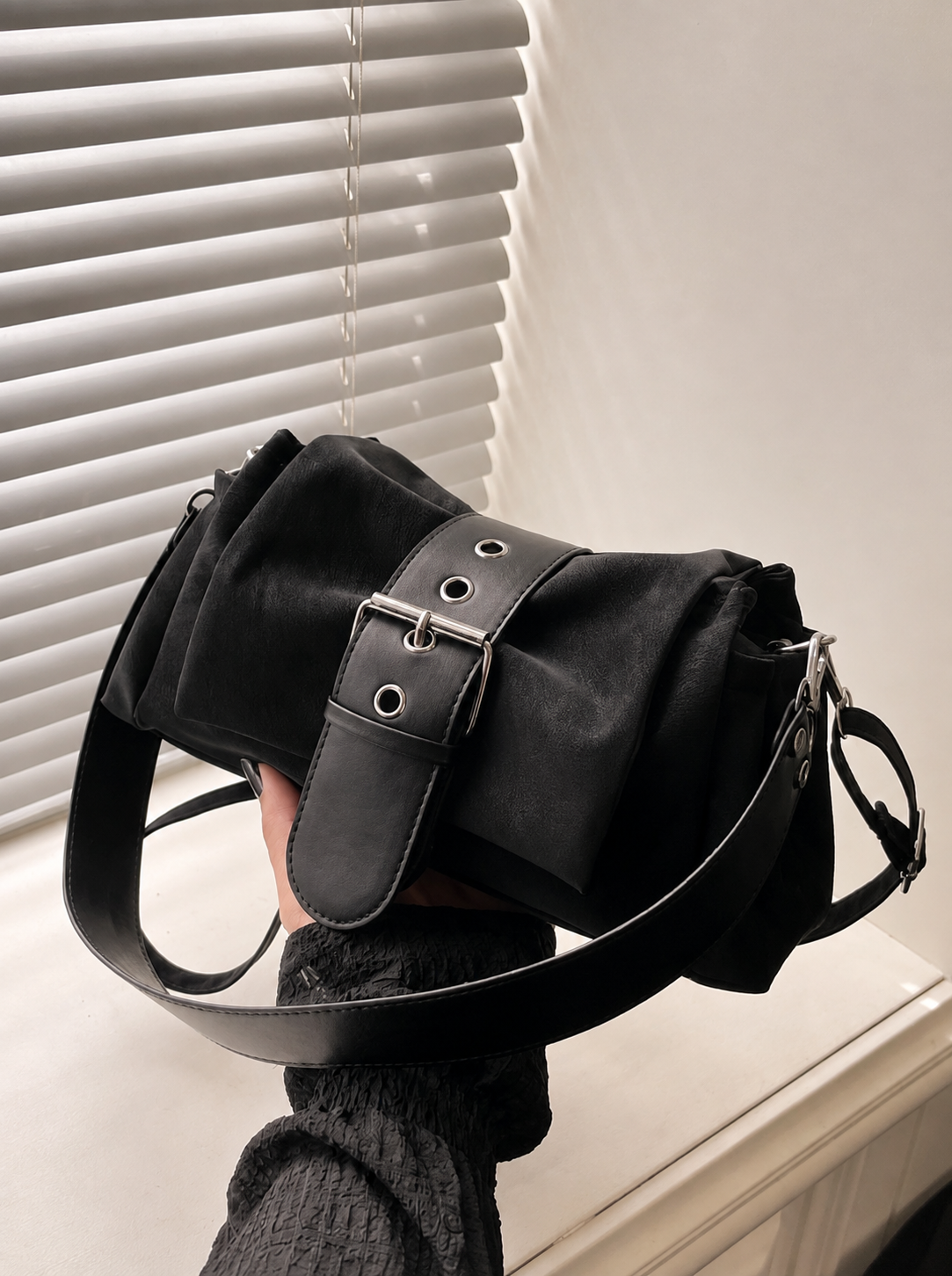 The Noir Buckle Satchel