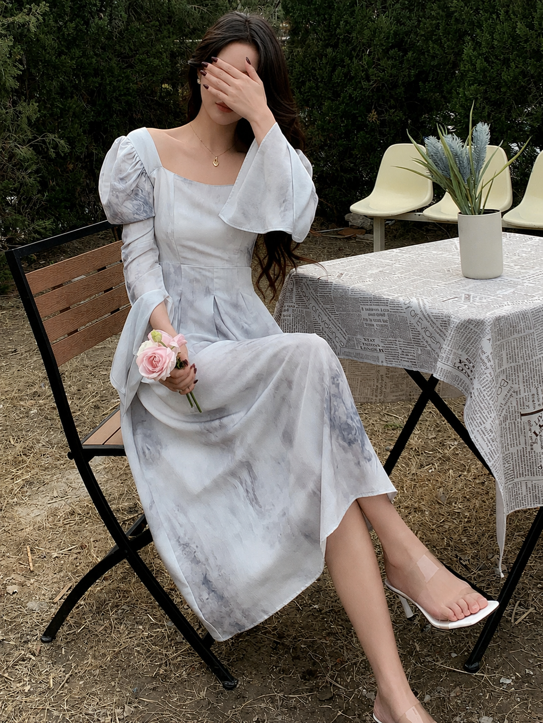 Tie-Dye Flare Sleeve Dress Elitaire