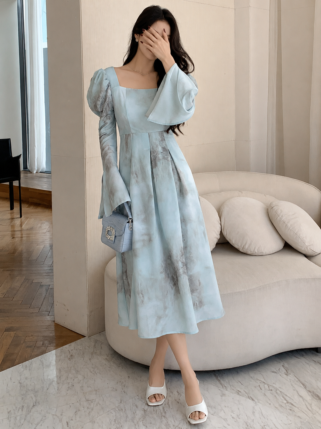 Tie-Dye Flare Sleeve Dress Elitaire