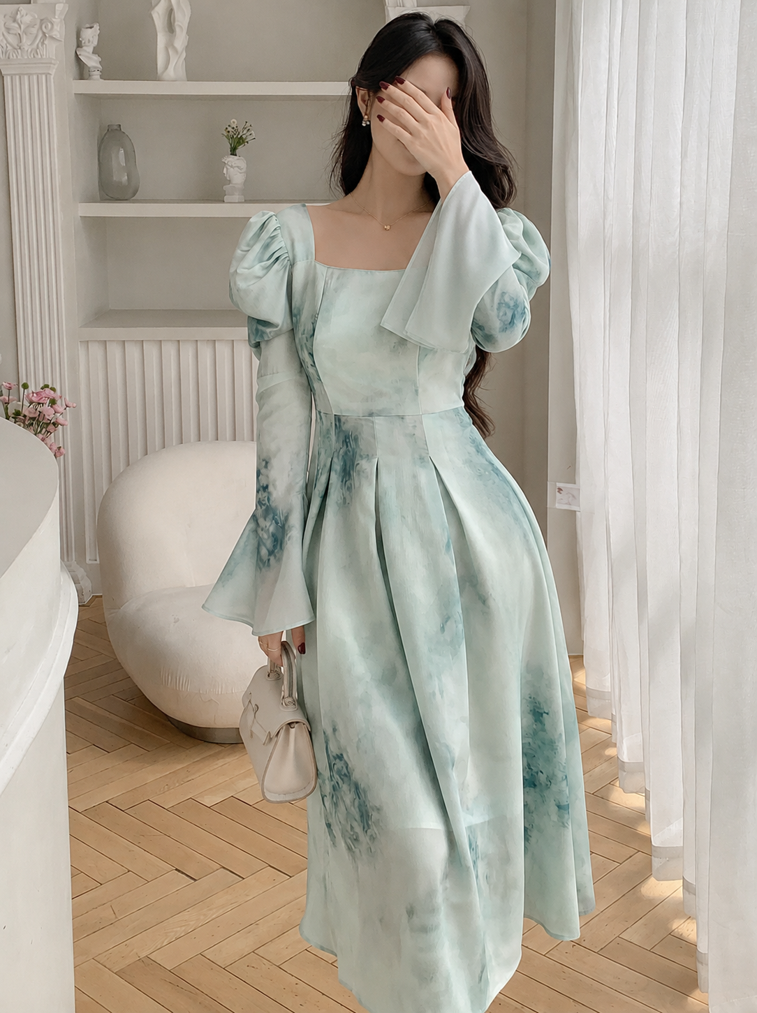 Tie-Dye Flare Sleeve Dress Elitaire