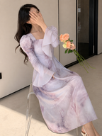 Tie-Dye Flare Sleeve Dress Elitaire