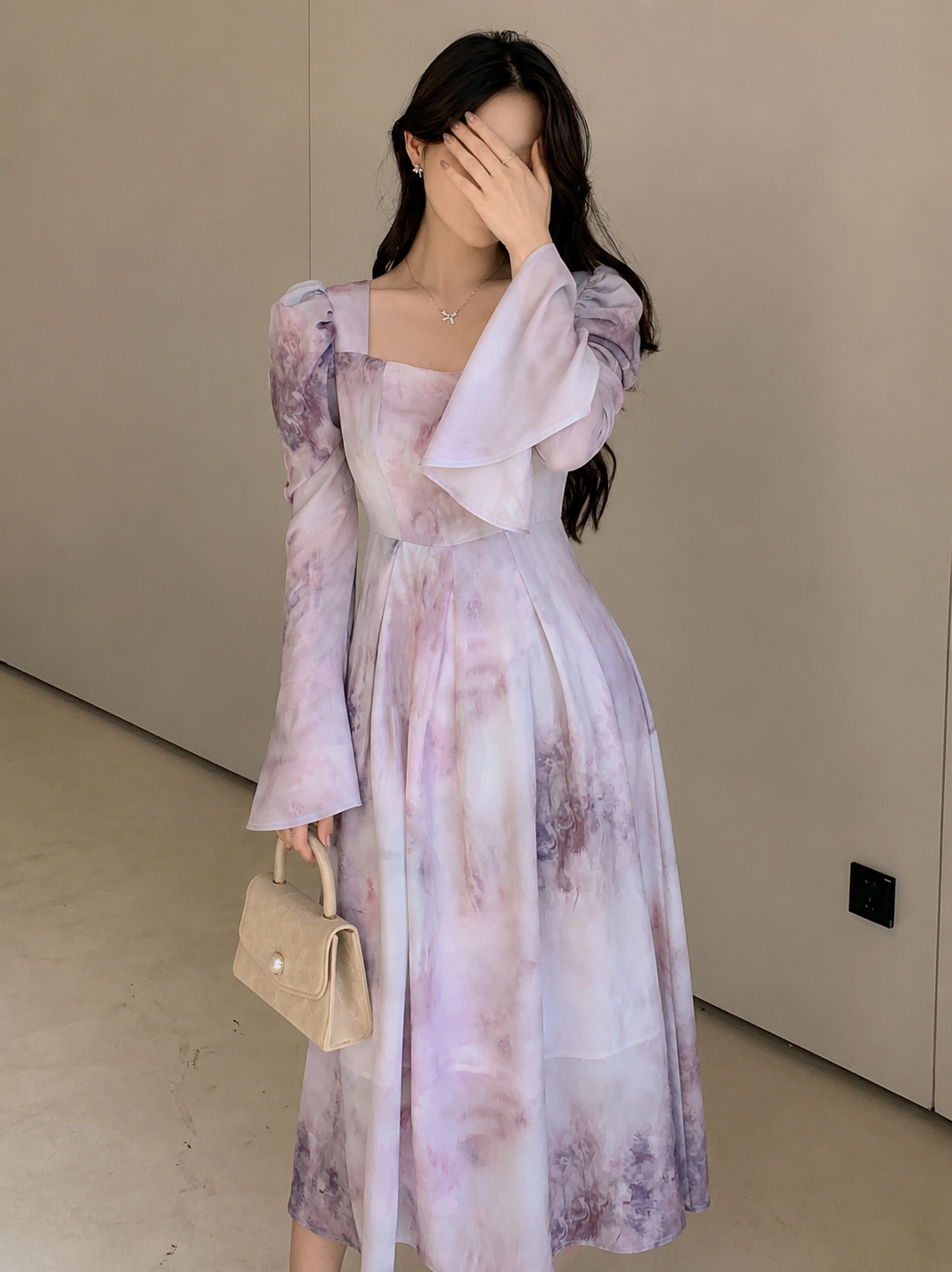 Tie-Dye Flare Sleeve Dress Elitaire