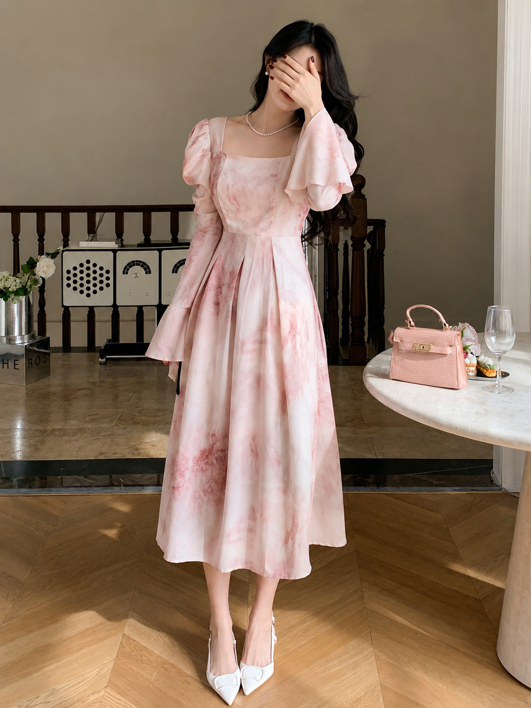 Tie-Dye Flare Sleeve Dress Elitaire