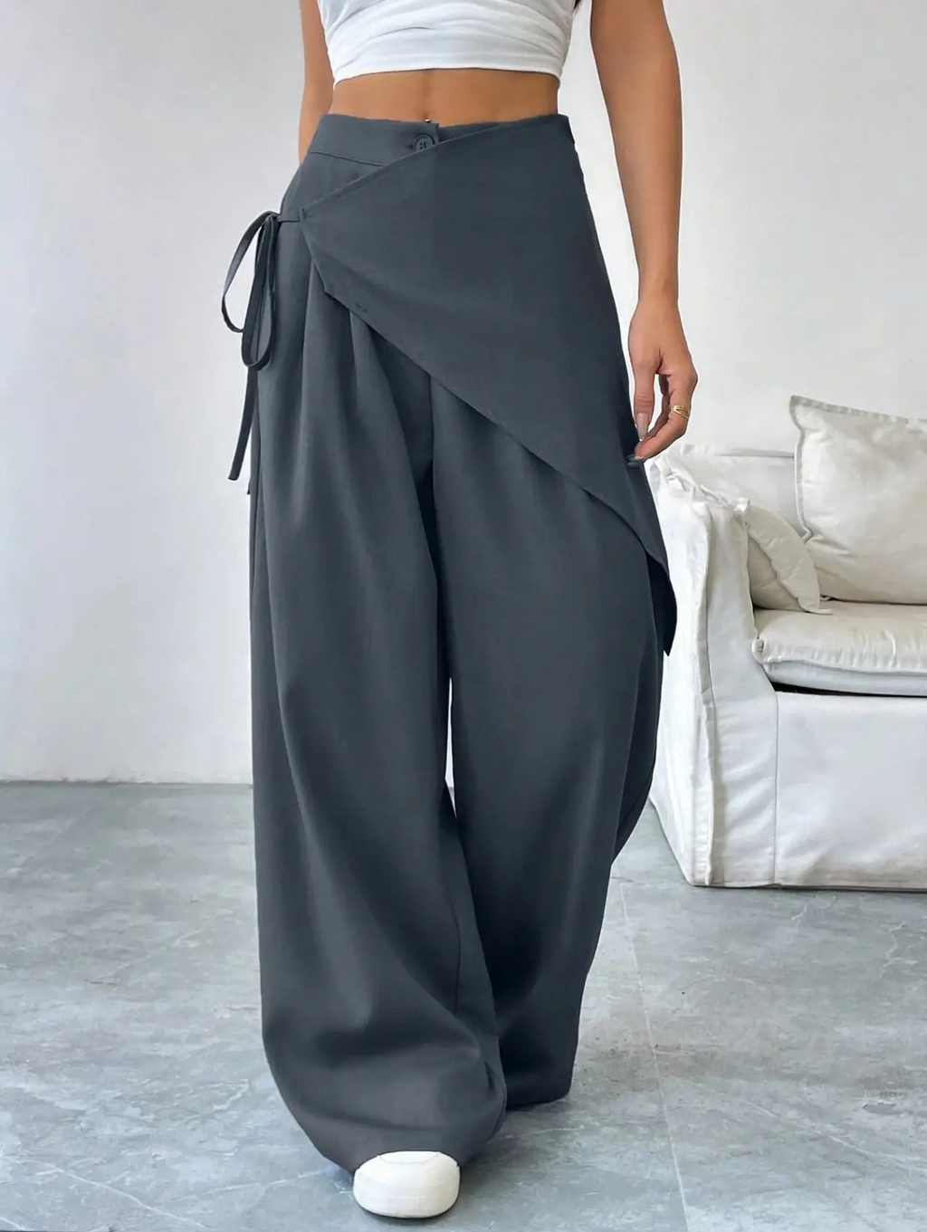 Cross Wrap Tie Loose Casual Pants Elitaire
