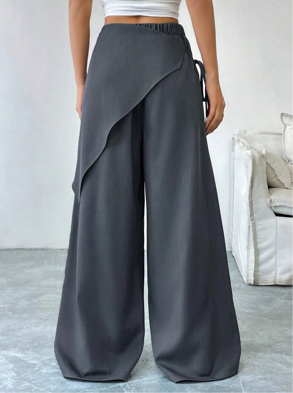 Cross Wrap Tie Loose Casual Pants Elitaire