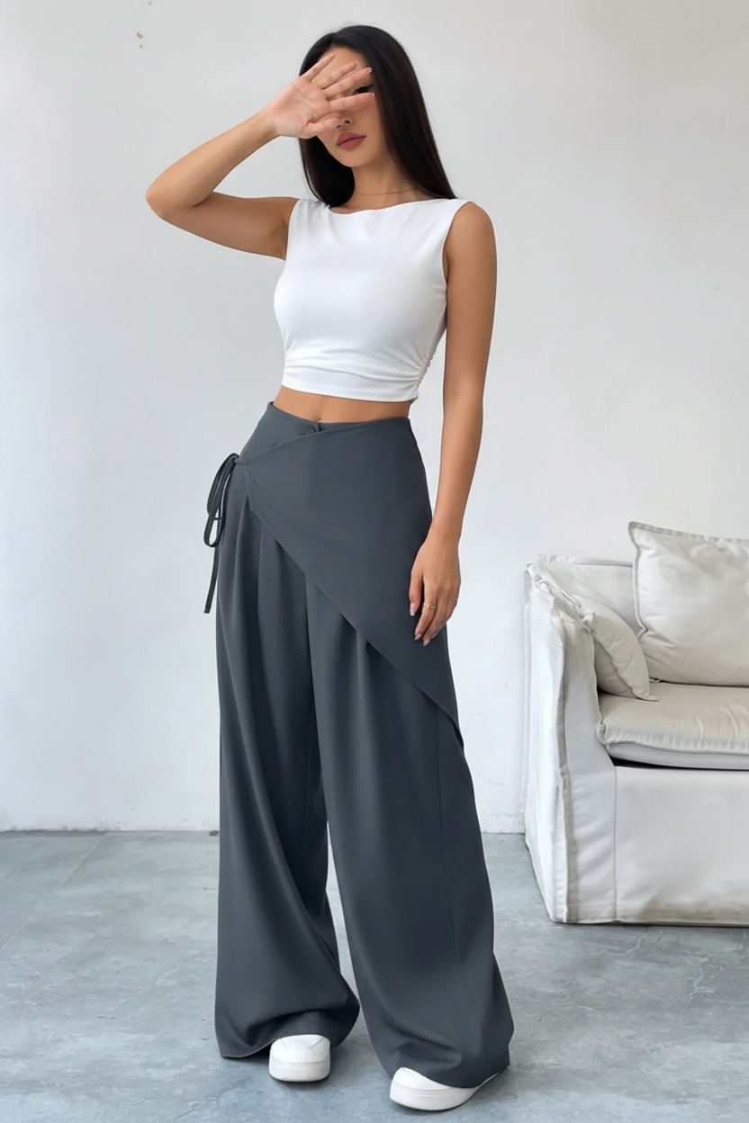 Cross Wrap Tie Loose Casual Pants Elitaire