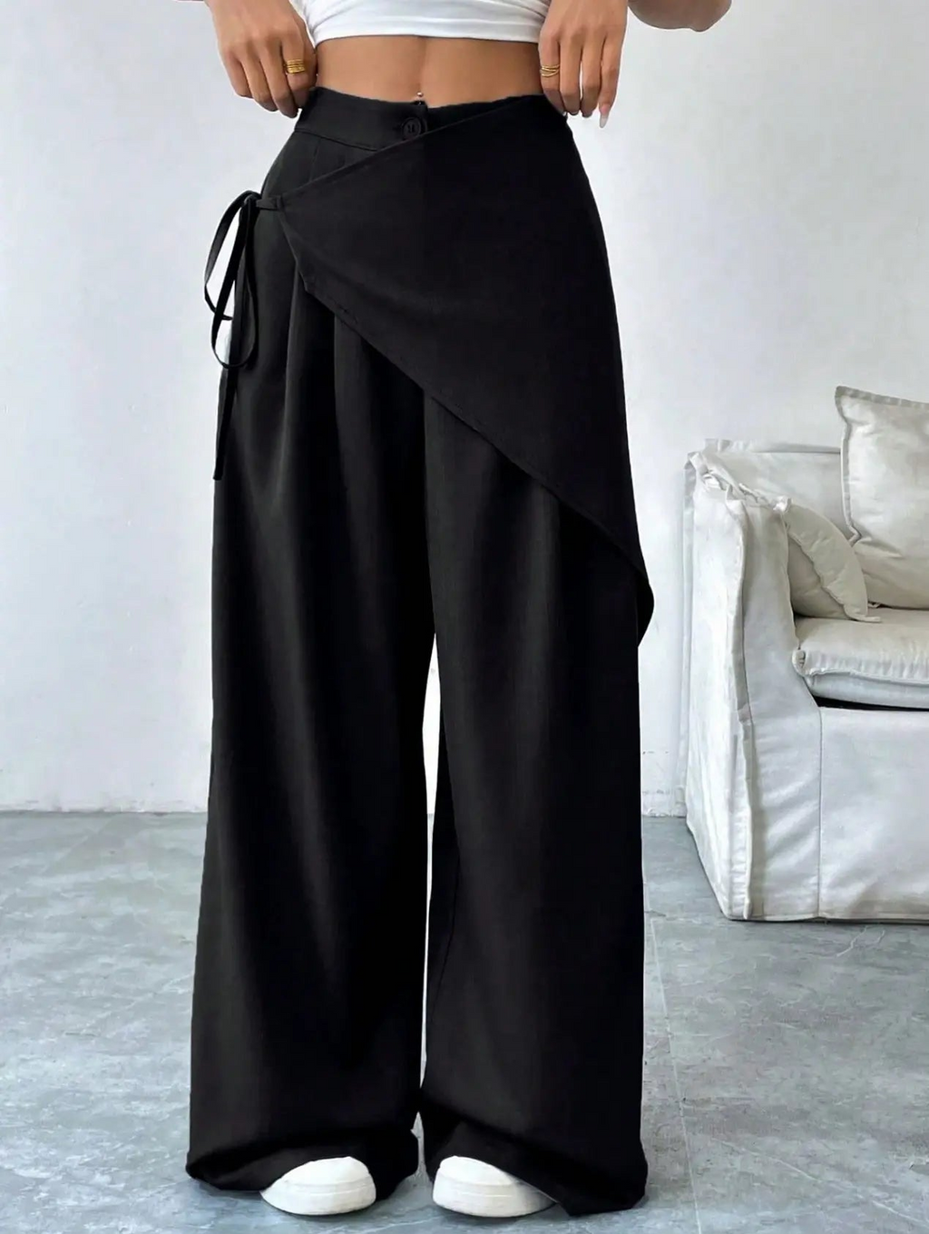 Cross Wrap Tie Loose Casual Pants Elitaire