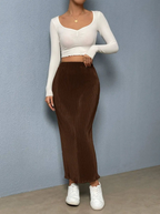 Rib-Knit Pencil Skirt Elitaire