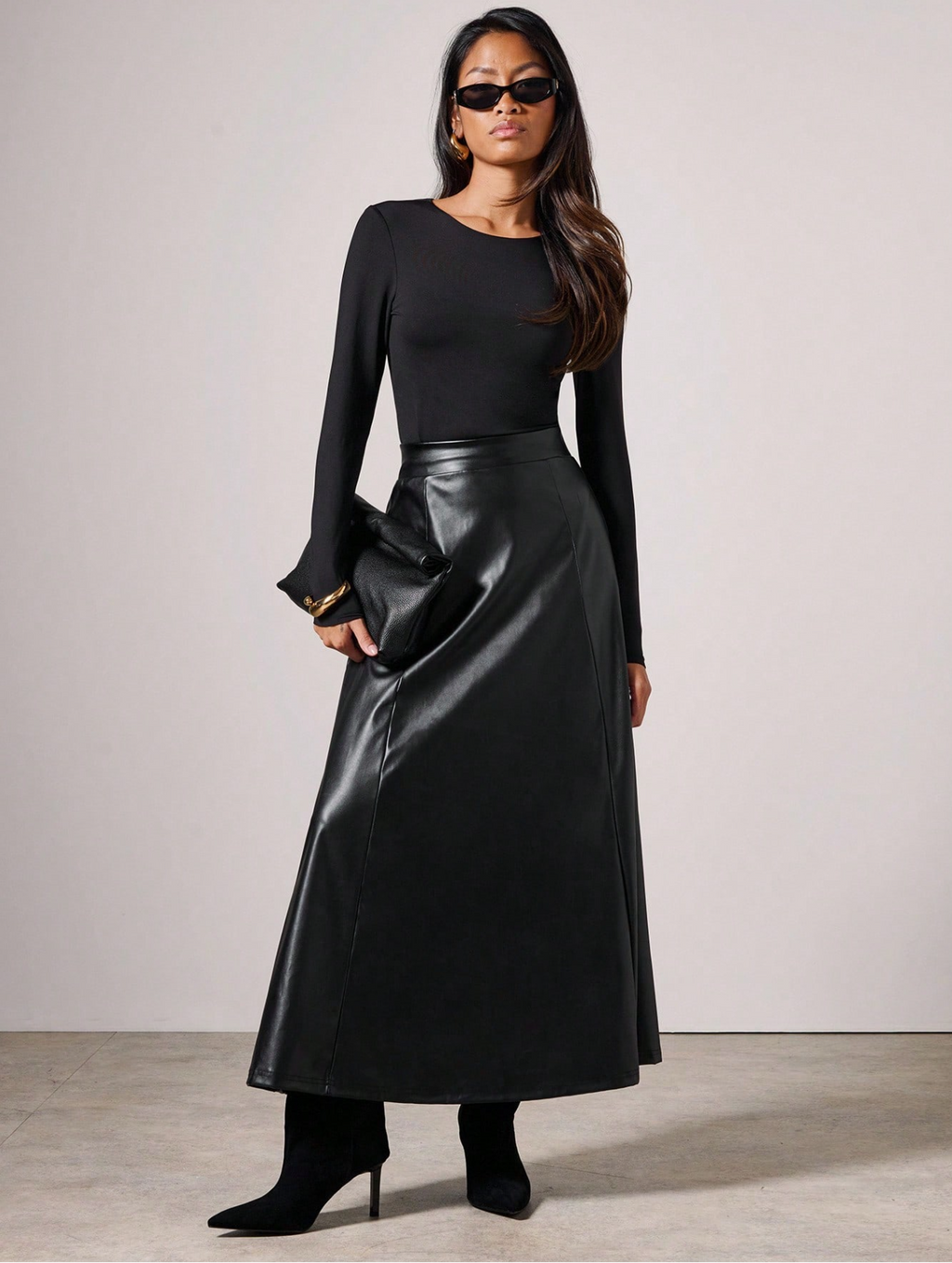 PU Leather Flared Skirt Elitaire