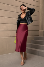 Satin Flare Midi Skirt Elitaire