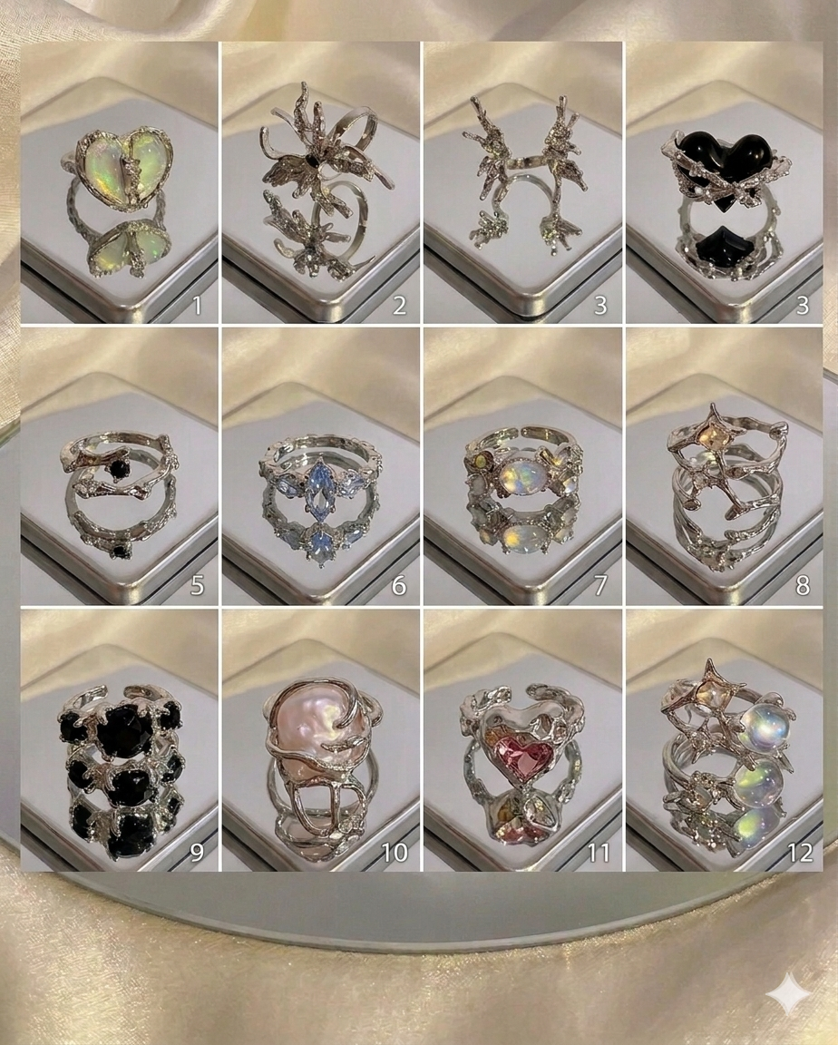 12 Pcs Y2K Nebula Ring Set Elitaire