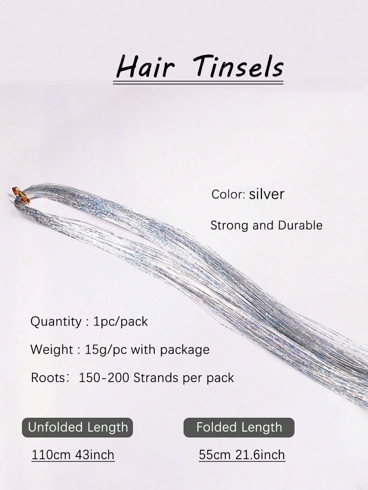 150-200/ Pack Hair Tinsel Strands Elitaire