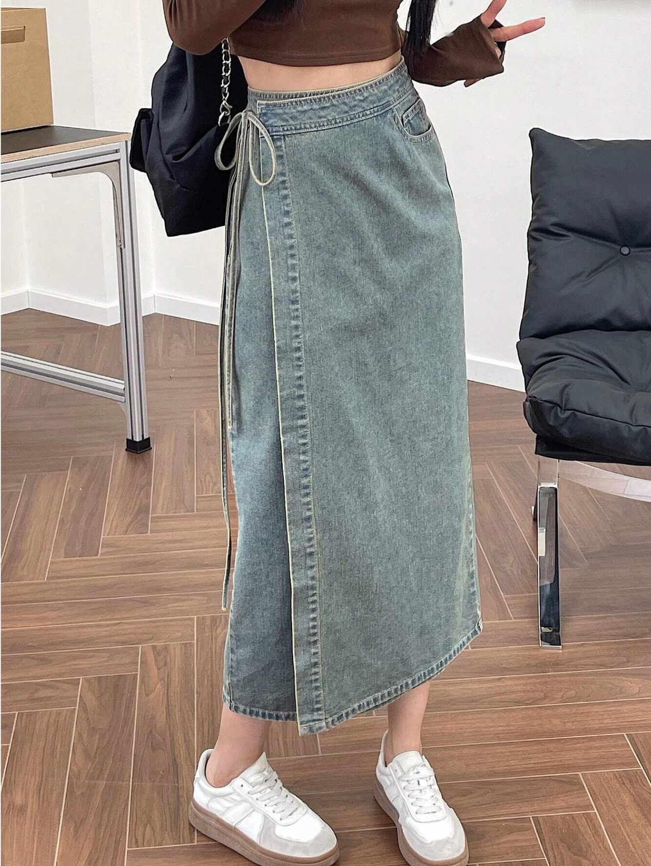 Tiered Denim Skirt Elitaire