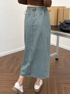 Tiered Denim Skirt Elitaire