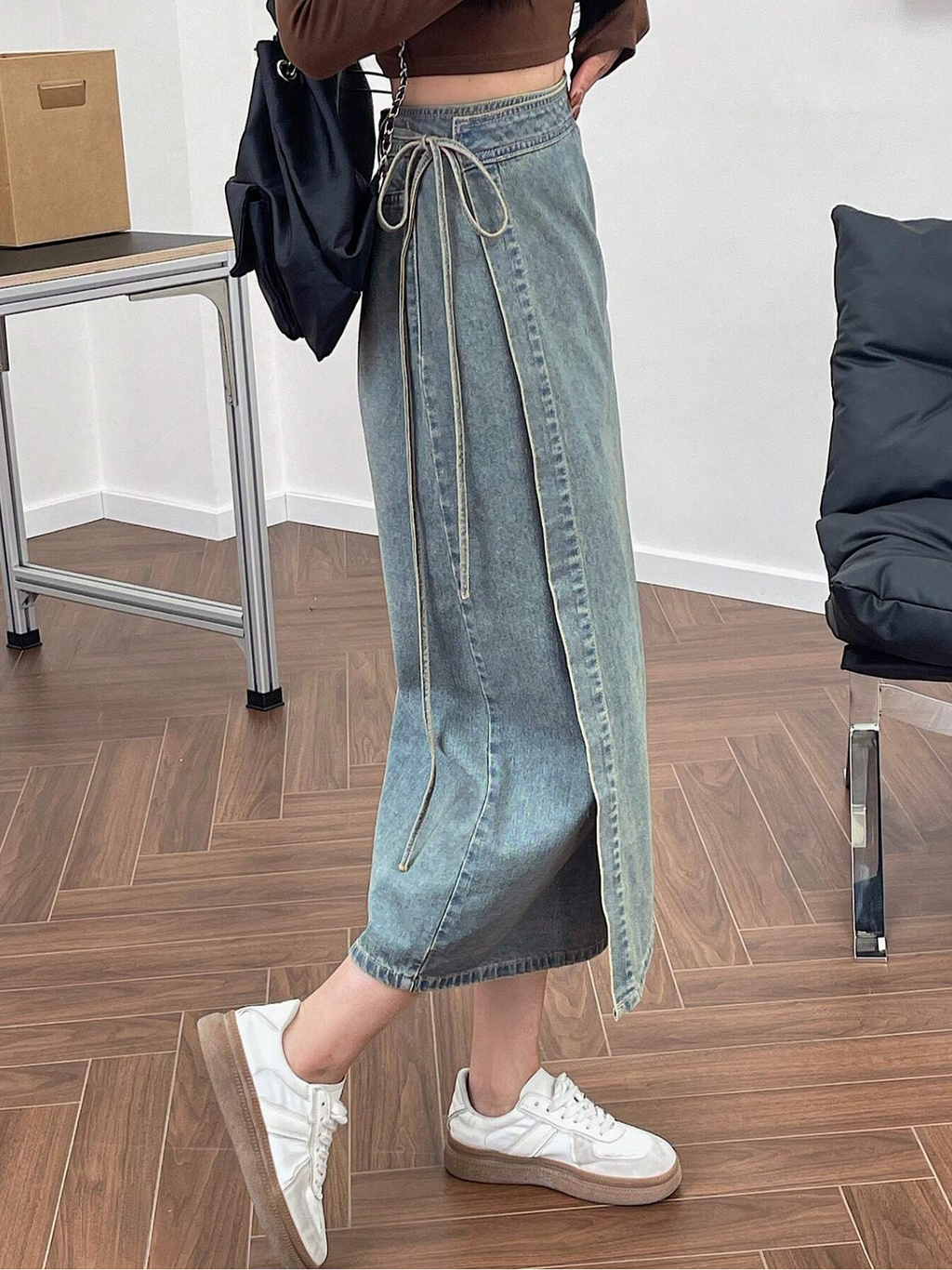 Tiered Denim Skirt Elitaire