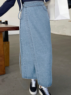 Tiered Denim Skirt Elitaire