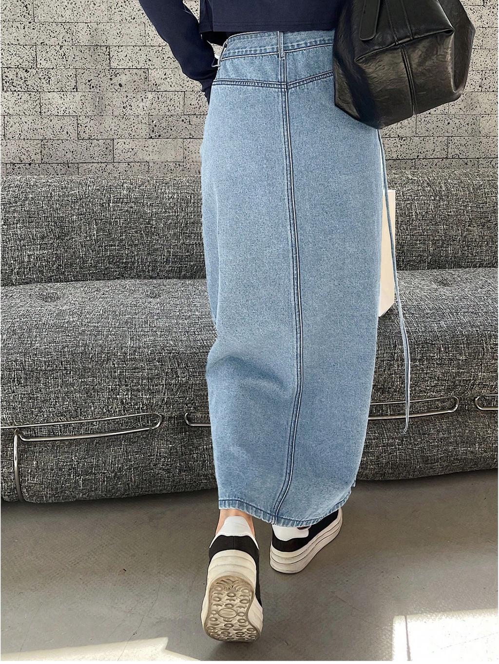 Tiered Denim Skirt Elitaire
