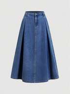 Ruched Denim Midi Skirt Elitaire
