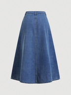 Ruched Denim Midi Skirt Elitaire