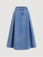 Ruched Denim Midi Skirt Elitaire