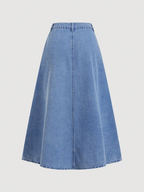 Ruched Denim Midi Skirt Elitaire