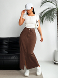 Split Denim Skirt Elitaire