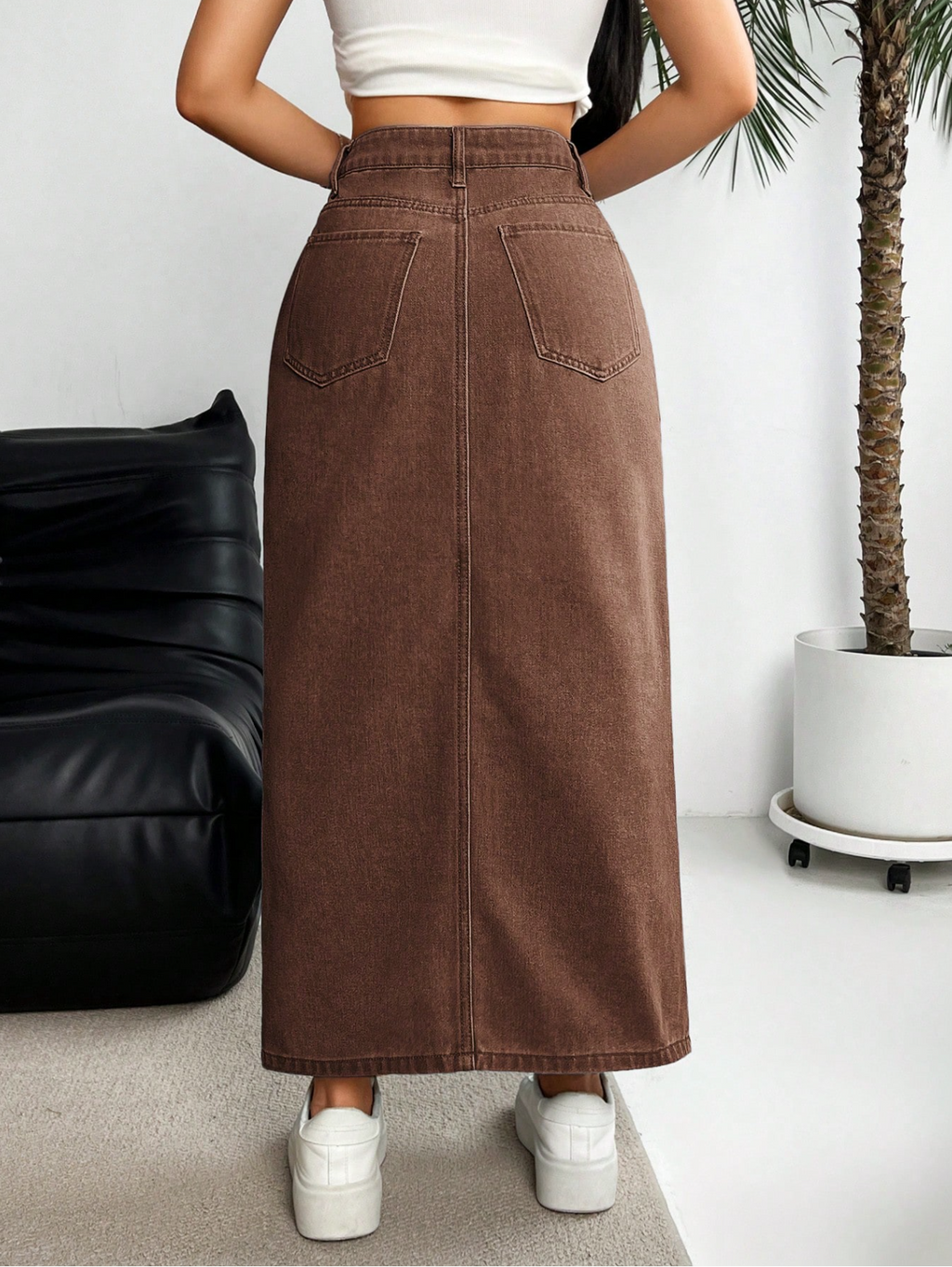 Split Denim Skirt Elitaire