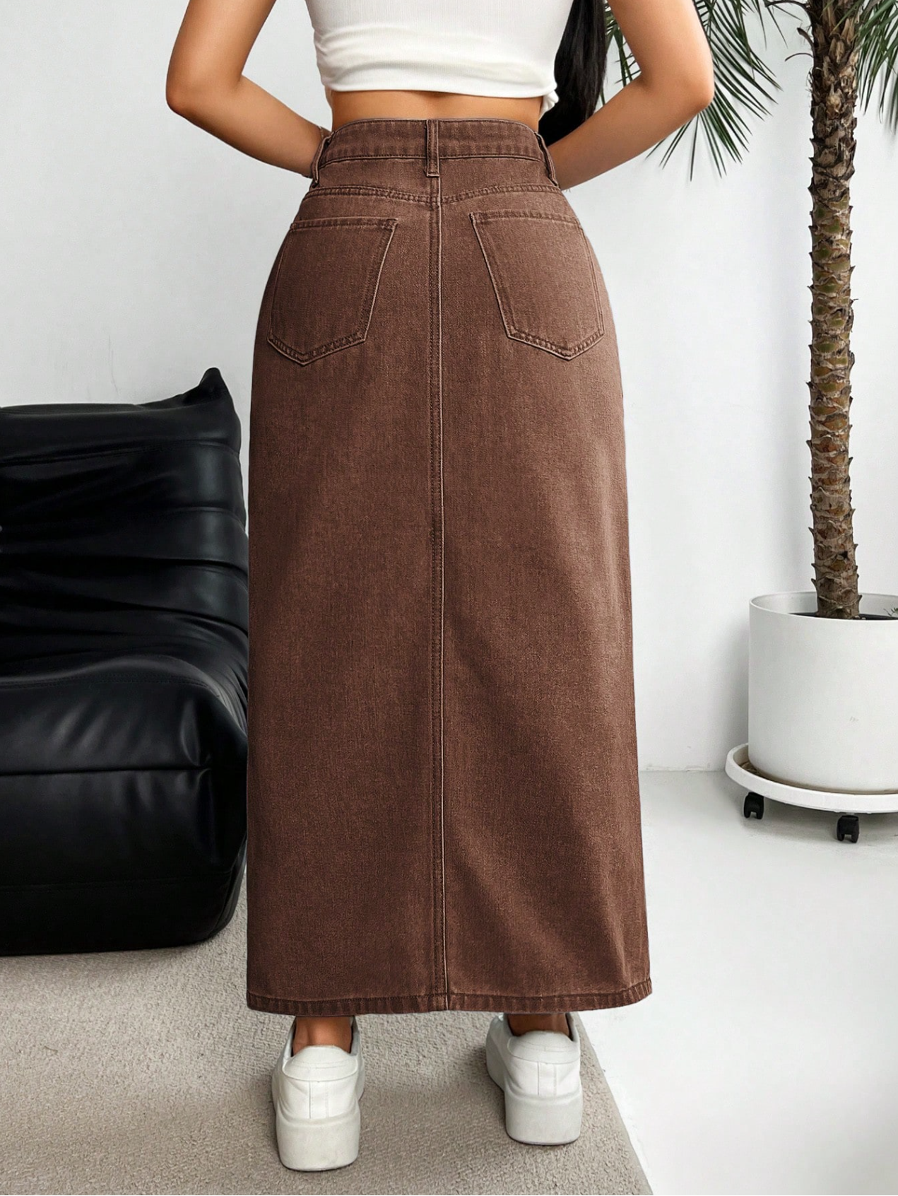 Split Denim Skirt Elitaire