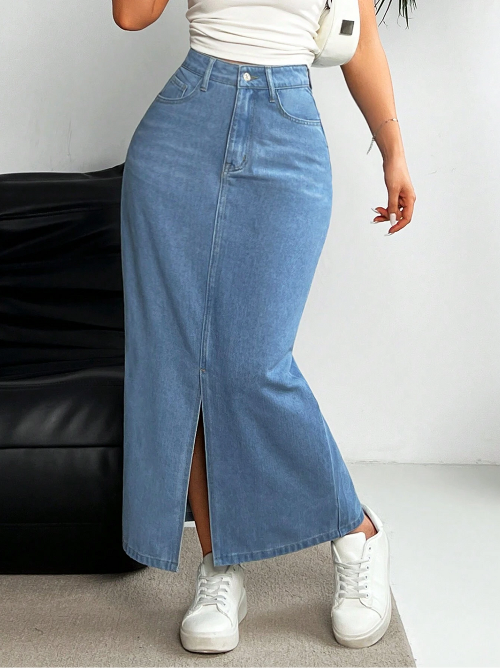 Split Denim Skirt Elitaire