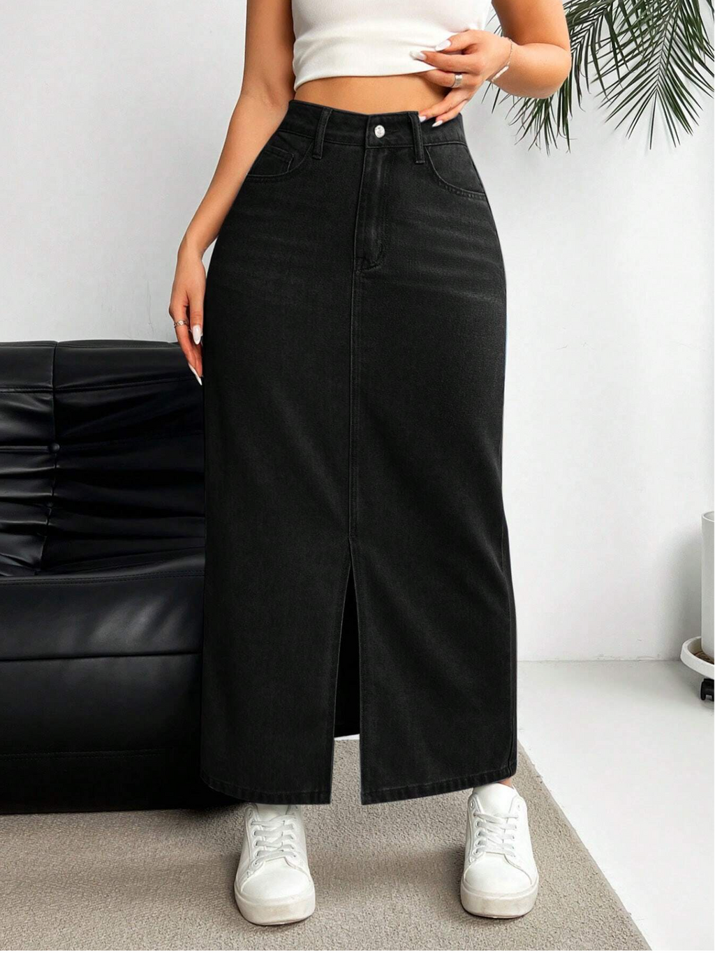 Split Denim Skirt Elitaire