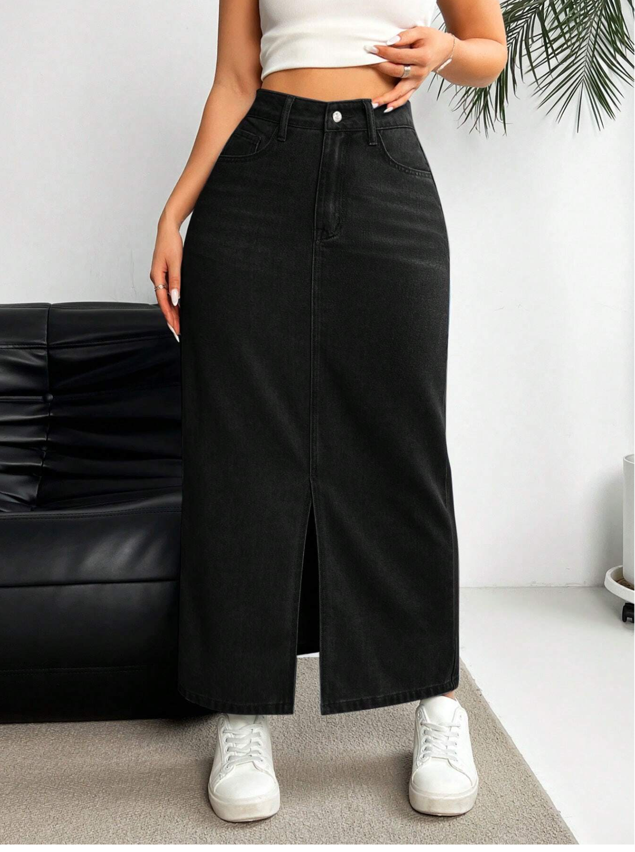 Split Denim Skirt Elitaire