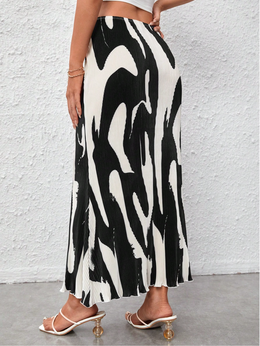 Pleated Lettuce Trim Skirt Elitaire