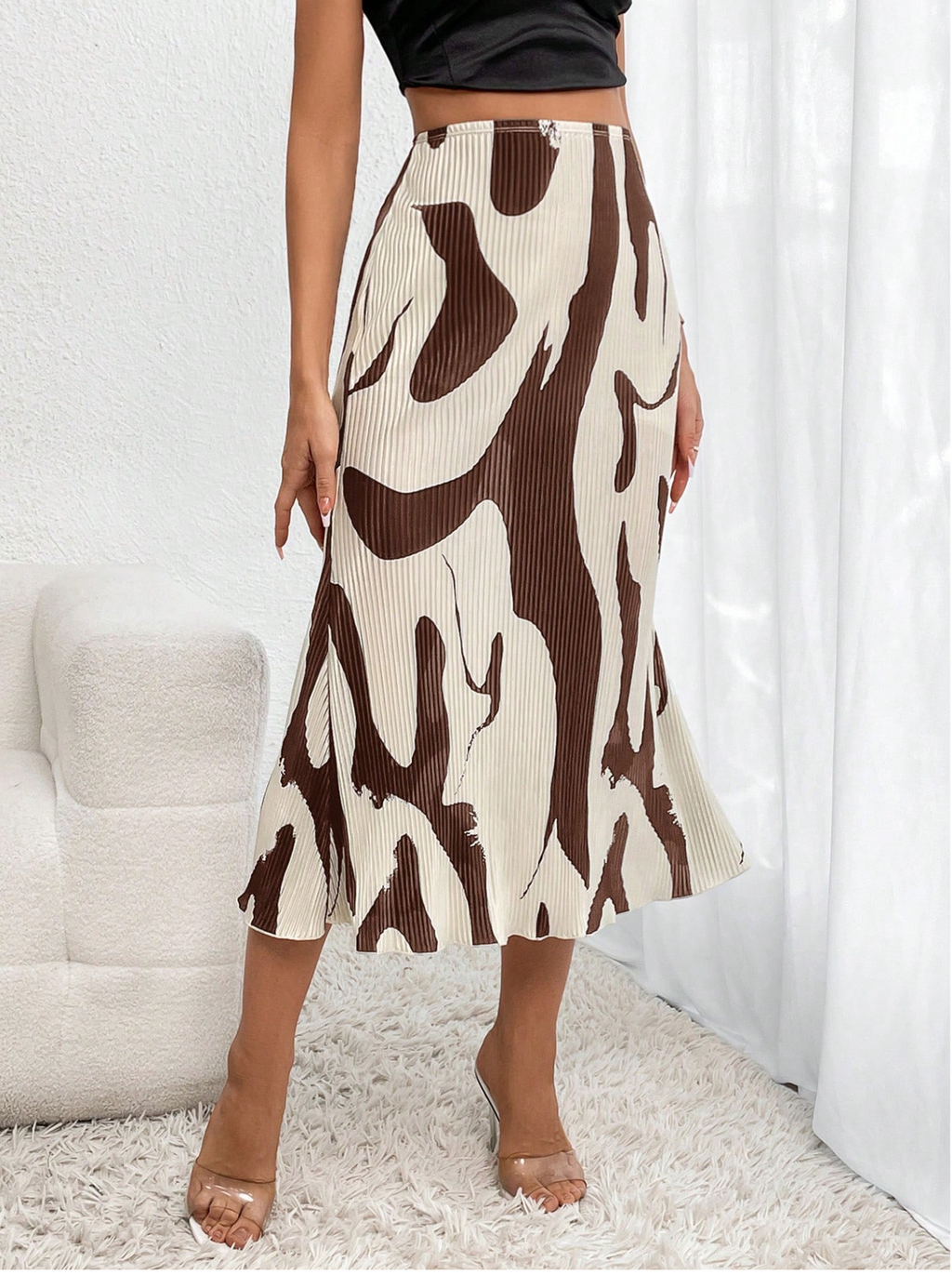 Pleated Lettuce Trim Skirt Elitaire