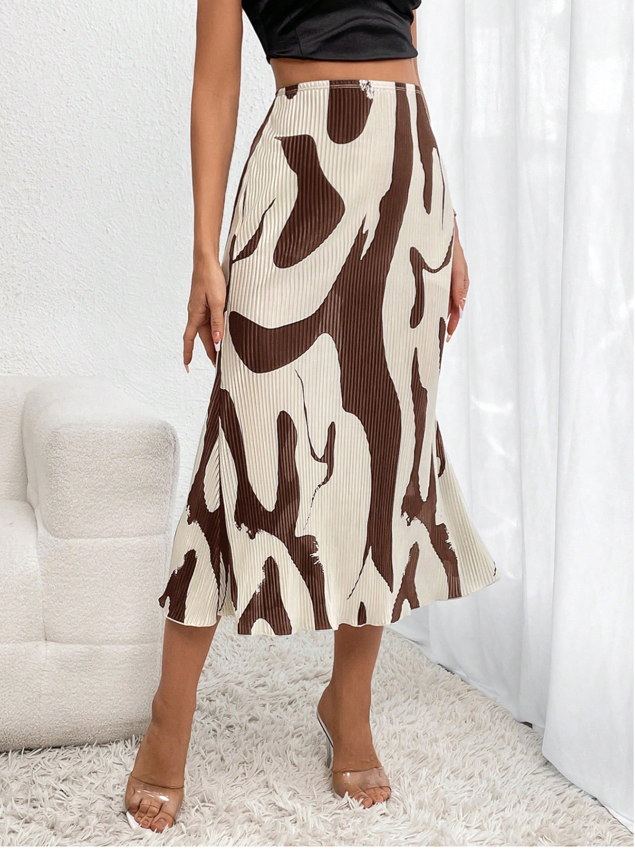 Pleated Lettuce Trim Skirt Elitaire