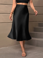 Satin Flare Midi Skirt Elitaire