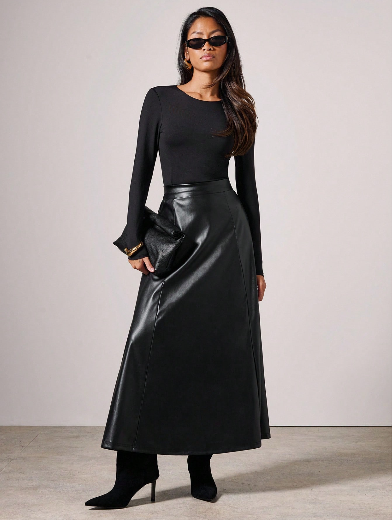 PU Leather Flared Skirt Elitaire