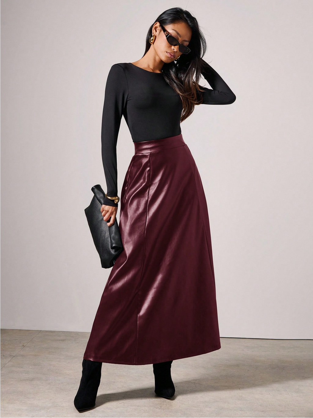PU Leather Flared Skirt Elitaire
