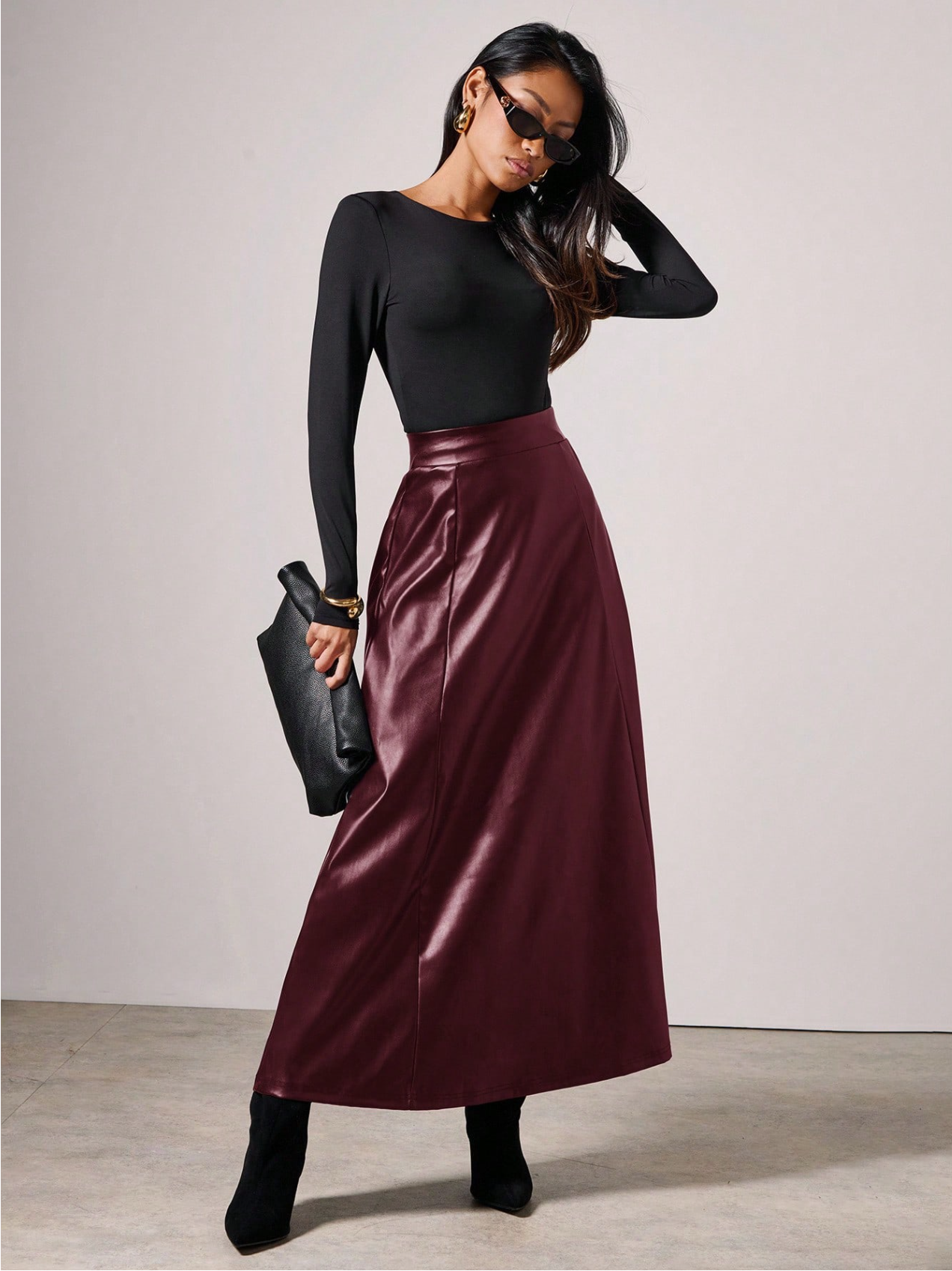 PU Leather Flared Skirt Elitaire
