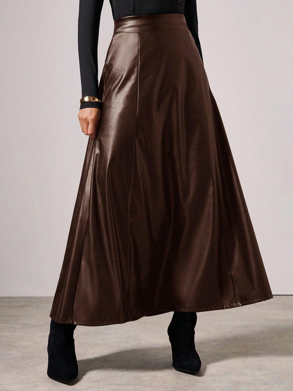 PU Leather Flared Skirt Elitaire