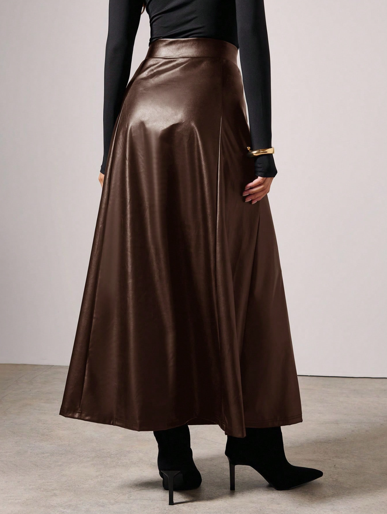 PU Leather Flared Skirt Elitaire