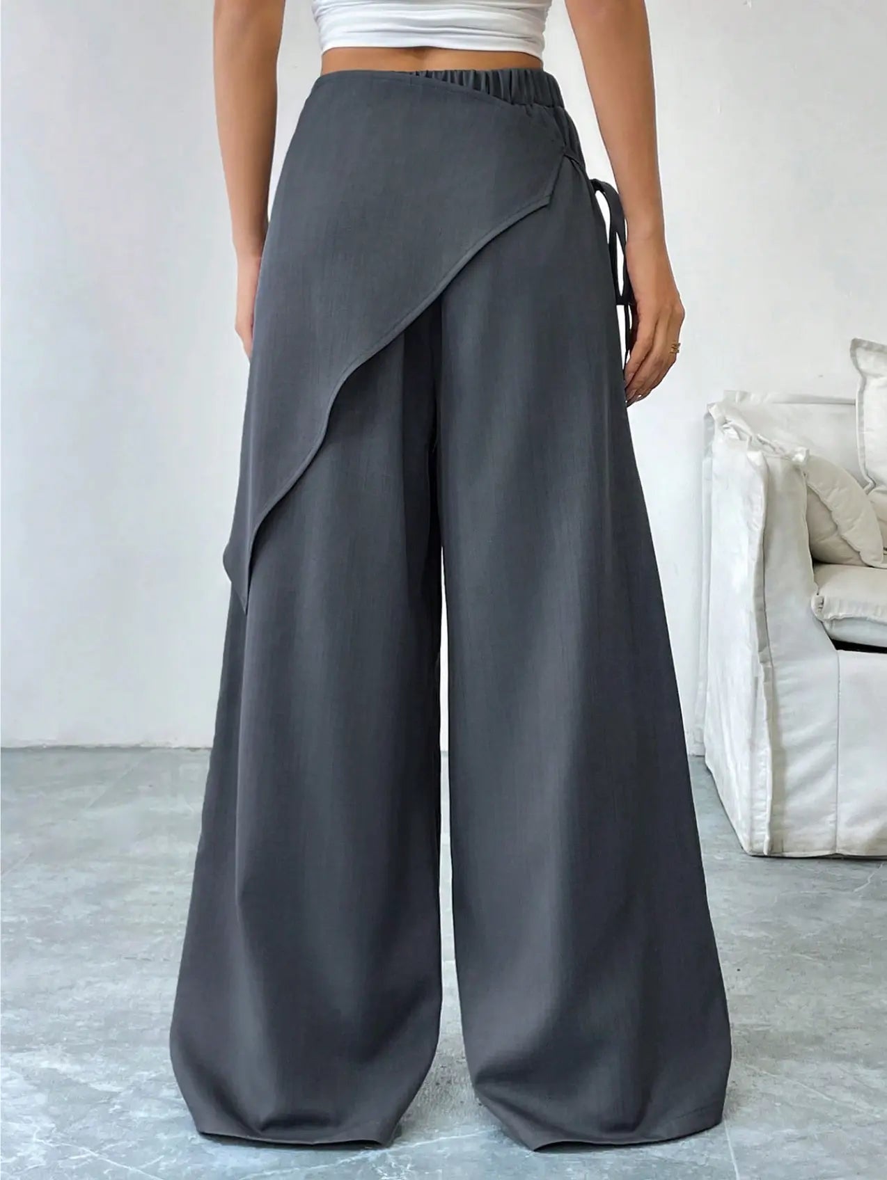 Cross Wrap Tie Loose Casual Pants Elitaire