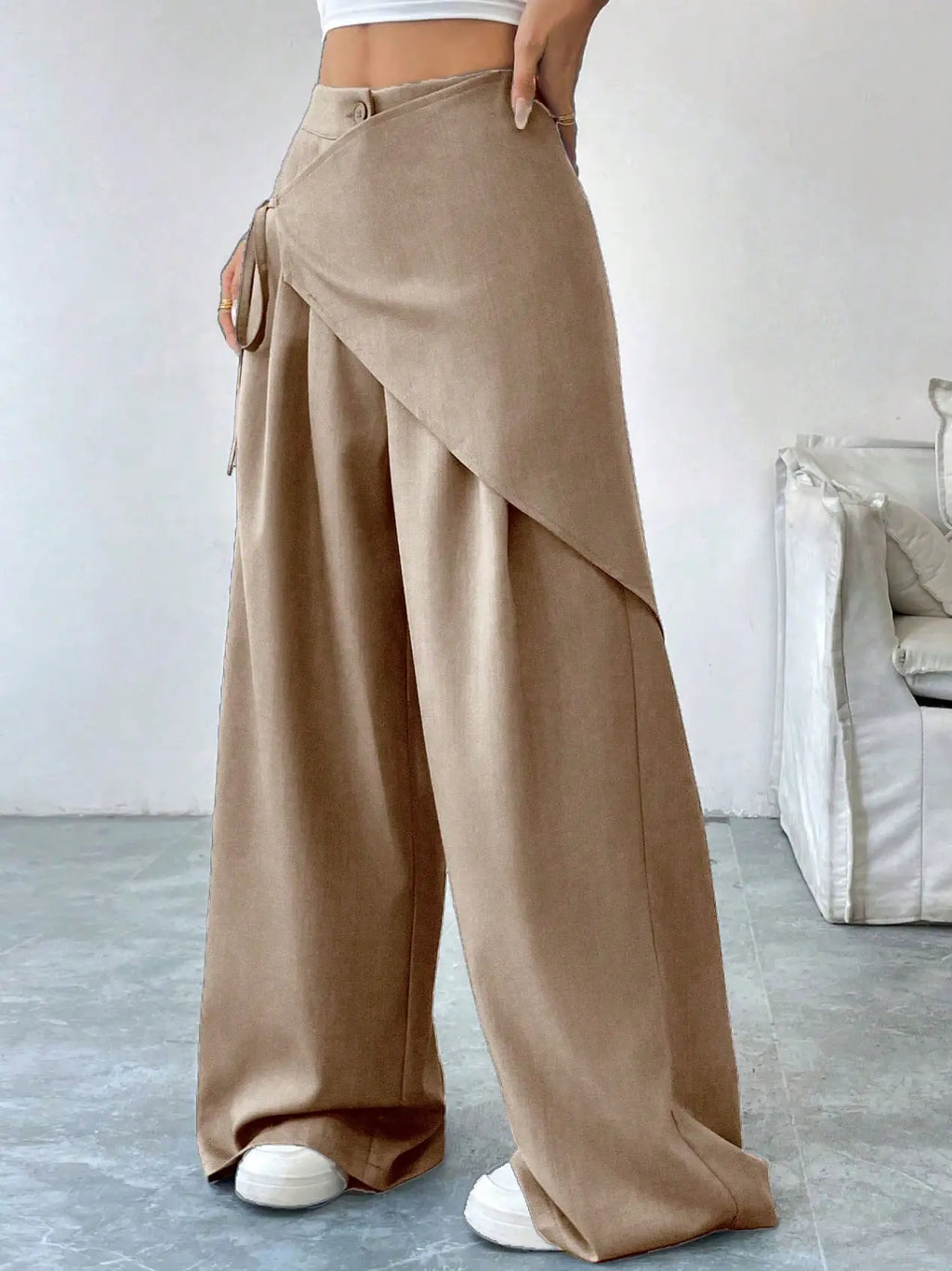 Cross Wrap Tie Loose Casual Pants Elitaire