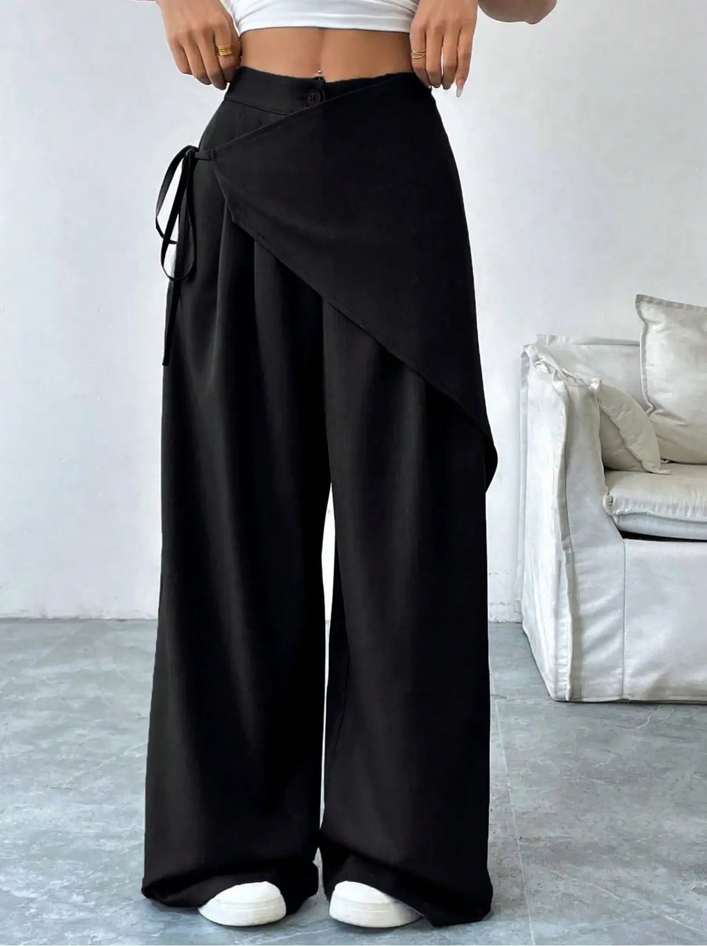 Cross Wrap Tie Loose Casual Pants Elitaire