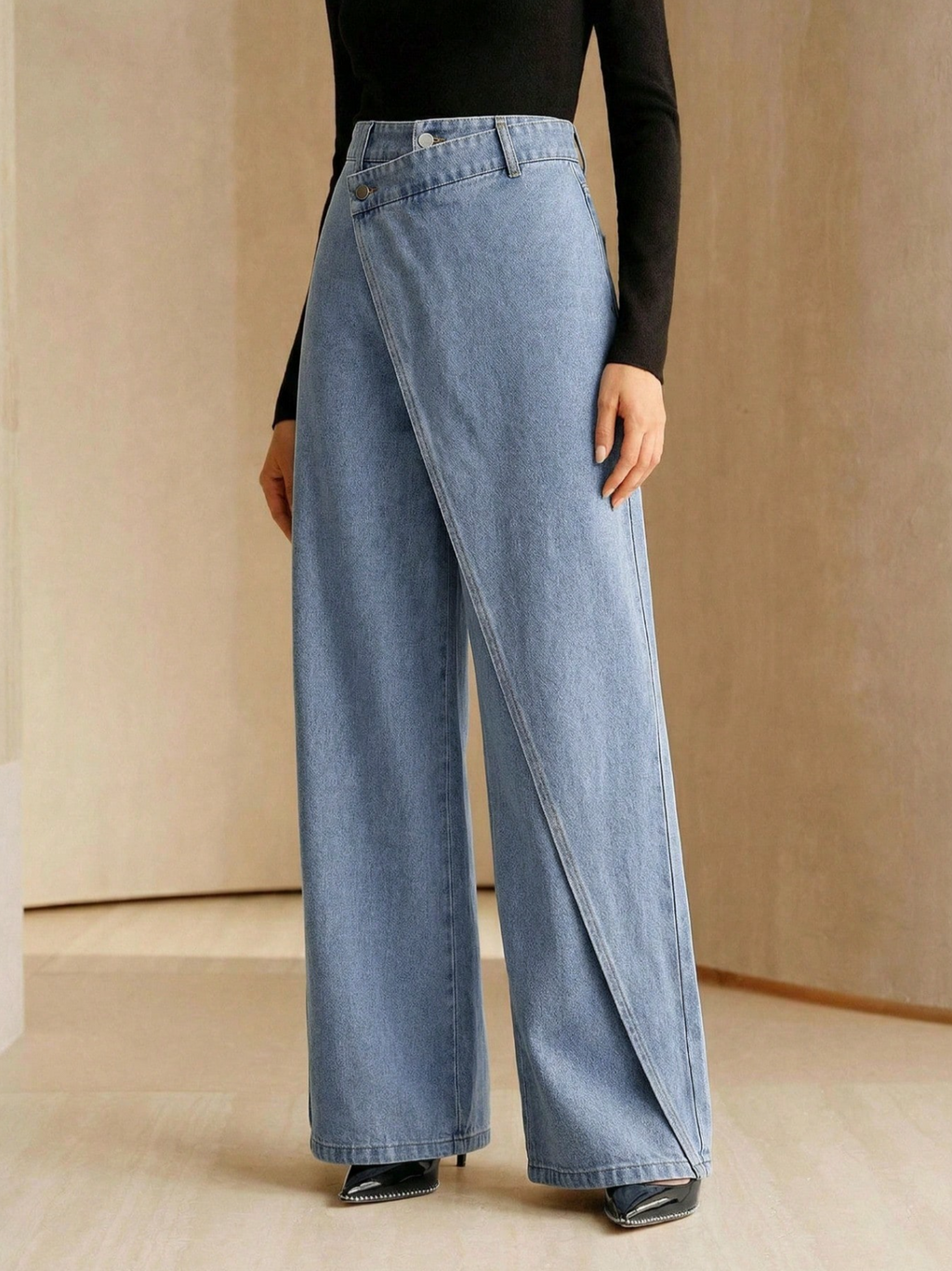 Asymmetrical Wrap Denims Elitaire