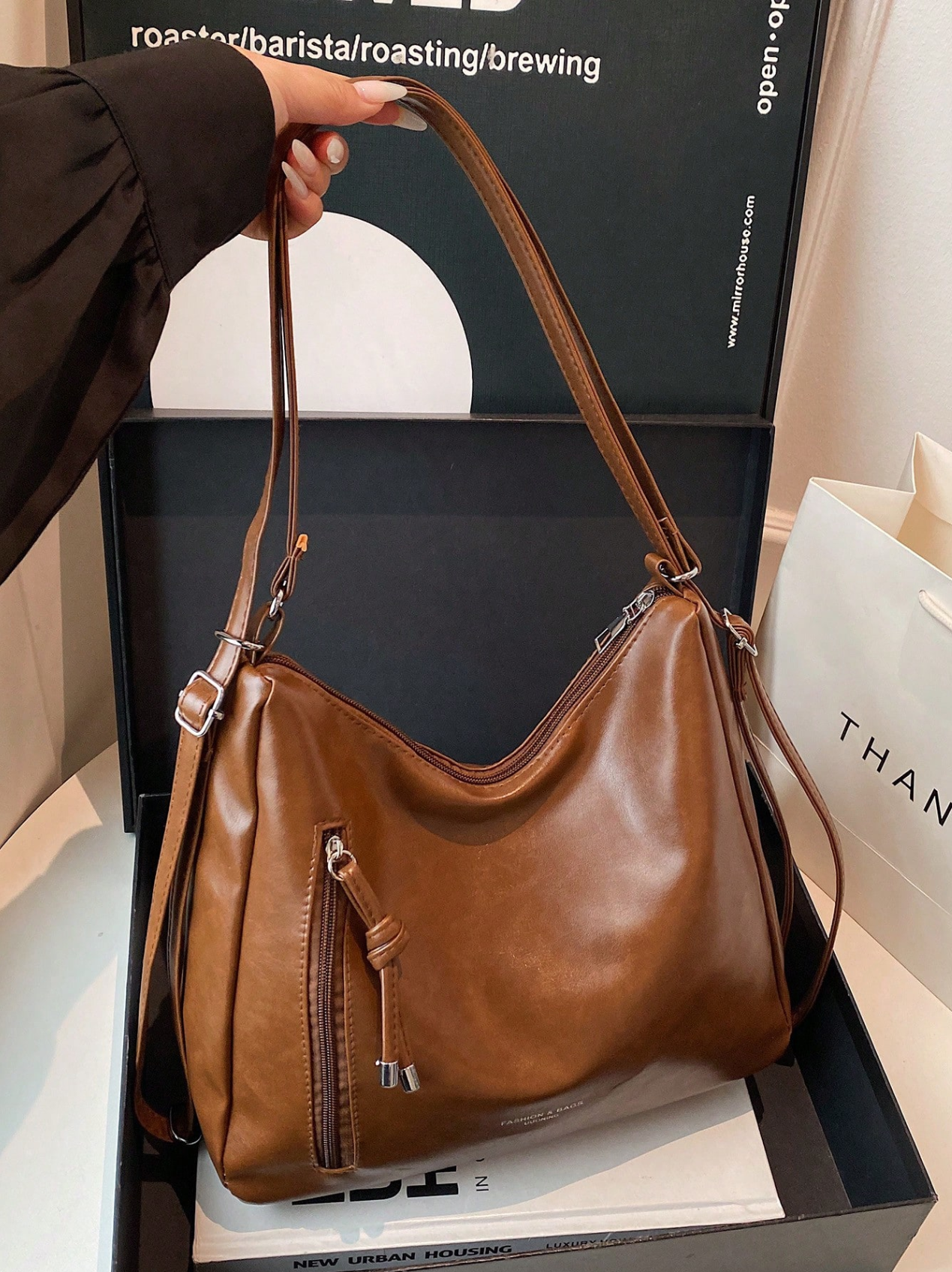 The Angled Zip Convertible Tote Elitaire