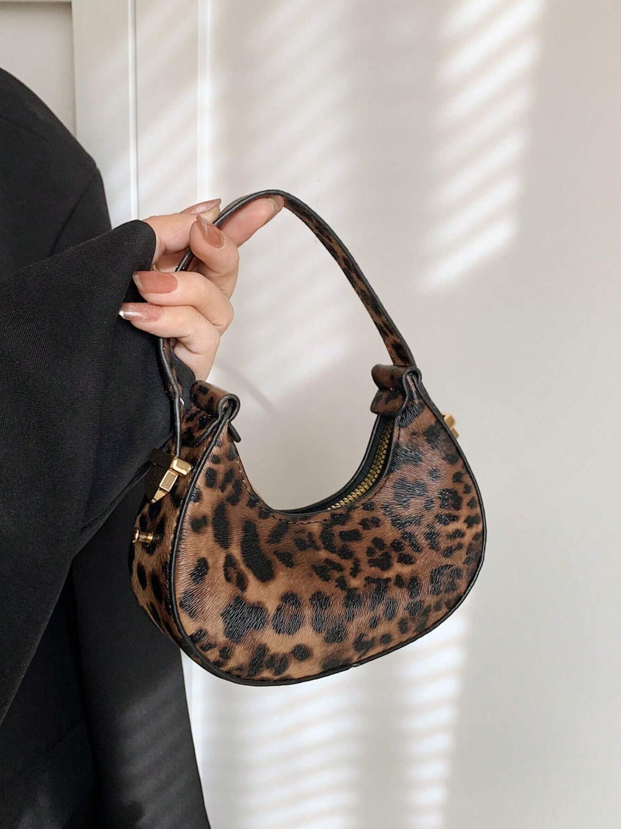 Leopard Lux Crescent Bag Elitaire