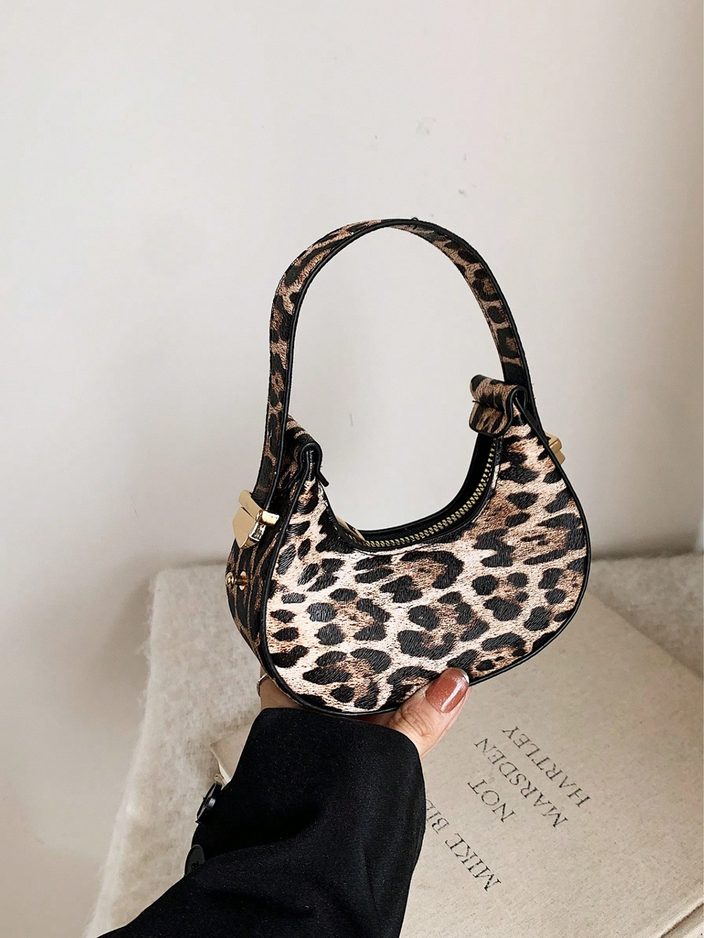 Leopard Lux Crescent Bag Elitaire