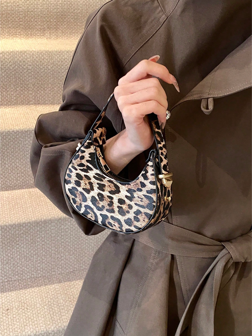 Leopard Lux Crescent Bag Elitaire