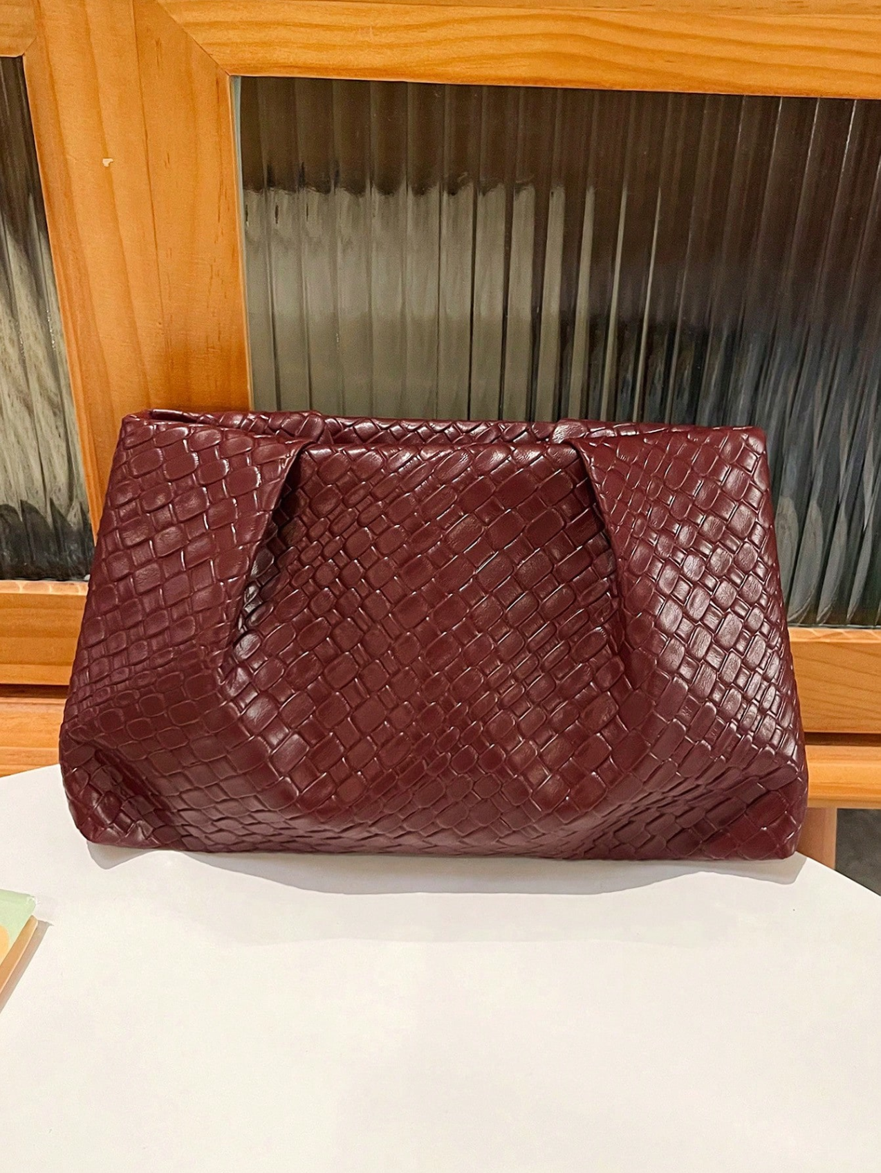 Textured Pleated Clutch Elitaire